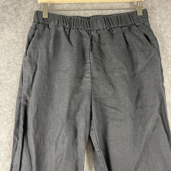 Quince European Linen Pants Womens Medium Black Pull On Coastal Lagenlook Beachy - Picture 2 of 15